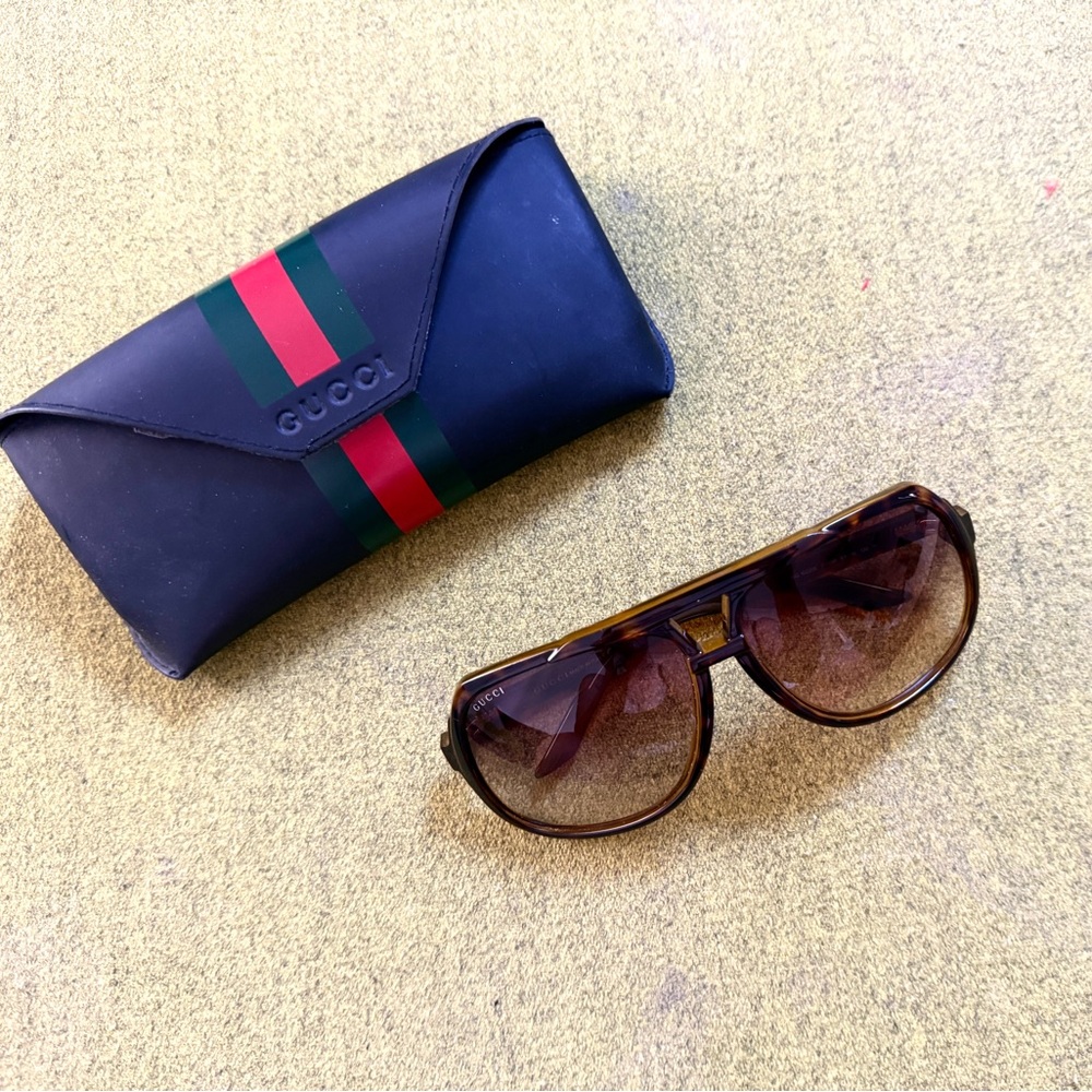 Gucci Tortoise Shell Aviators with Case